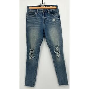William Rast High Rise Ankle Skinny Distressed Destroyed Sculpted Denim Jeans 26